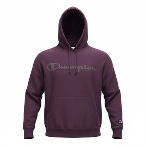 Vintage Champion Reverse Weave Hoodie Maroon Purple Logo XL Heavyweight Y2K